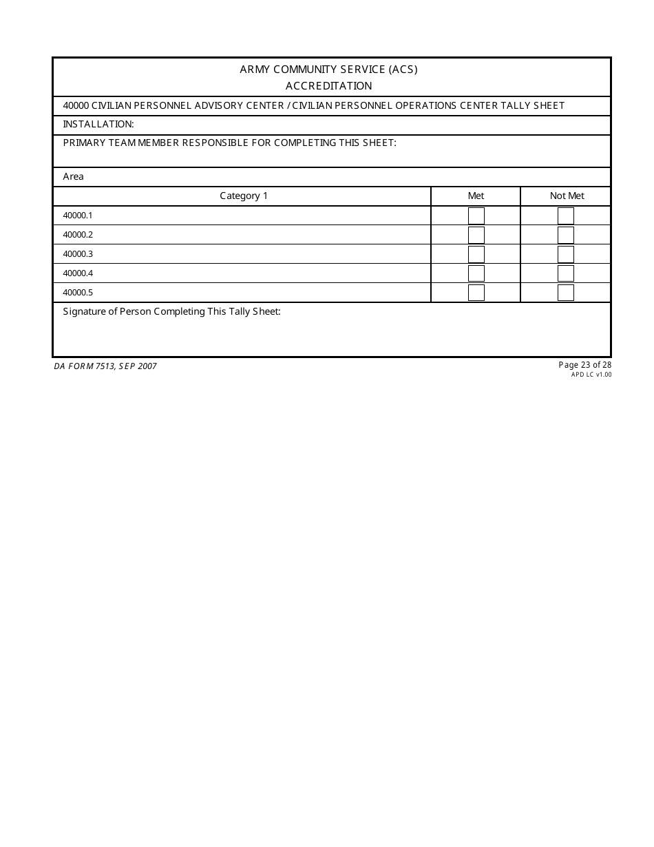DA Form 7513 Army Community Service (Acs) Accreditation Score Sheet, Page 23