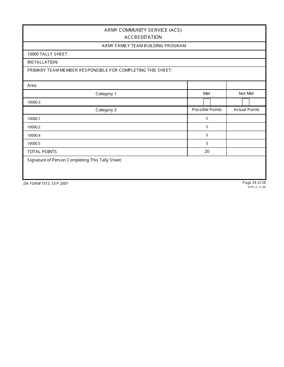 DA Form 7513 Army Community Service (Acs) Accreditation Score Sheet, Page 28