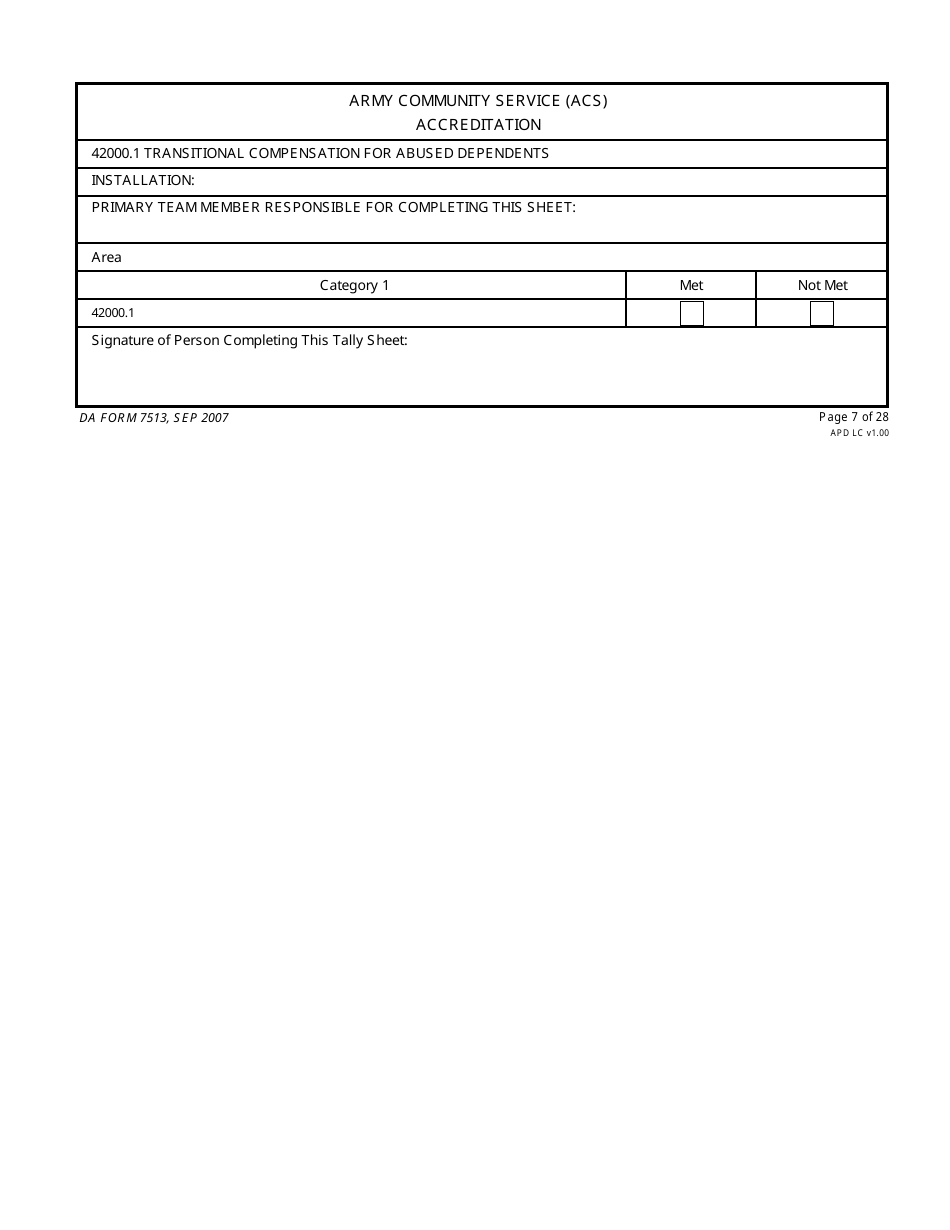 DA Form 7513 Army Community Service (Acs) Accreditation Score Sheet, Page 7