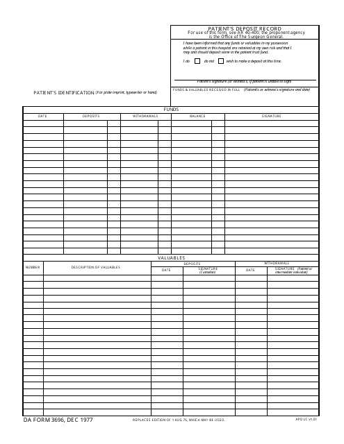 DA Form 3696  Printable Pdf