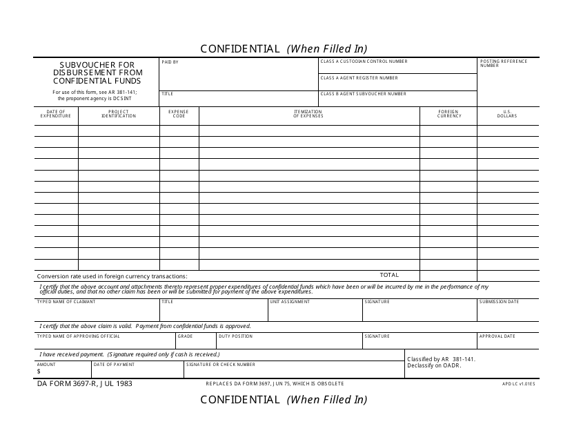 DA Form 3697-R  Printable Pdf