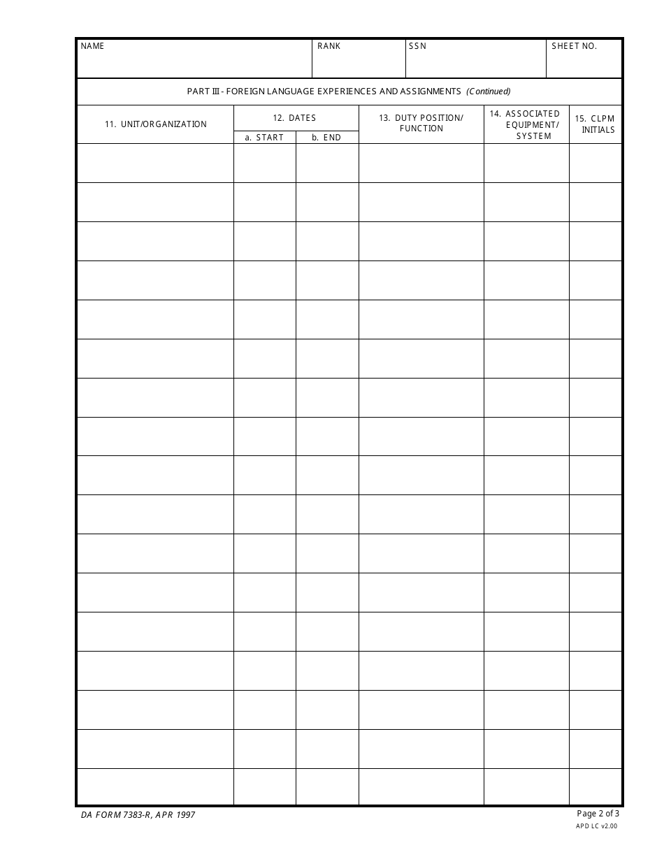 DA Form 7383-R - Fill Out, Sign Online and Download Fillable PDF ...