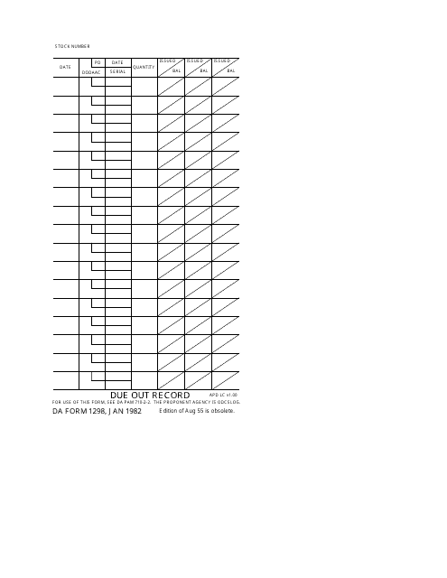 DA Form 1298 Due out Record