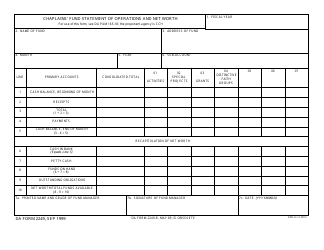 Document preview: DA Form 2249 Chaplains' Fund Statement of Operations and Net Worth