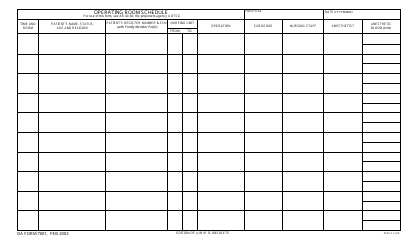 Document preview: DA Form 7001 Operating Room Schedule
