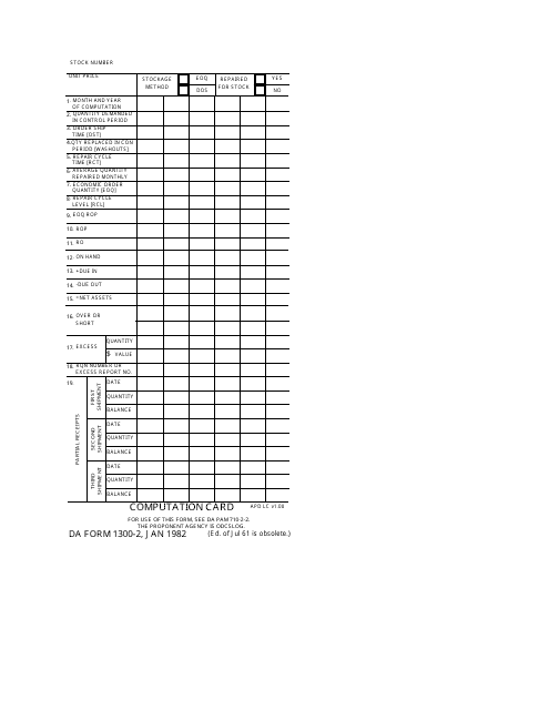DA Form 1300-2  Printable Pdf