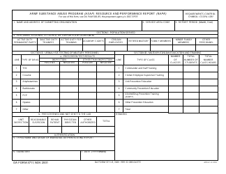 DA Form 3711 Army Substance Abuse Program (Asap) Resource and Performance Report (Rapr)