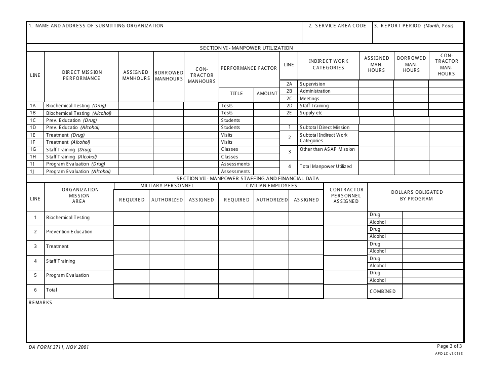 DA Form 3711 Army Substance Abuse Program (Asap) Resource and Performance Report (Rapr), Page 3