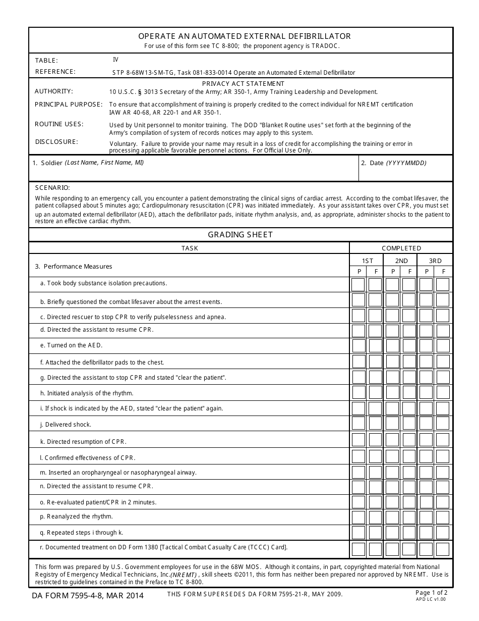 DA Form 7595-4-8 - Fill Out, Sign Online and Download Fillable PDF ...