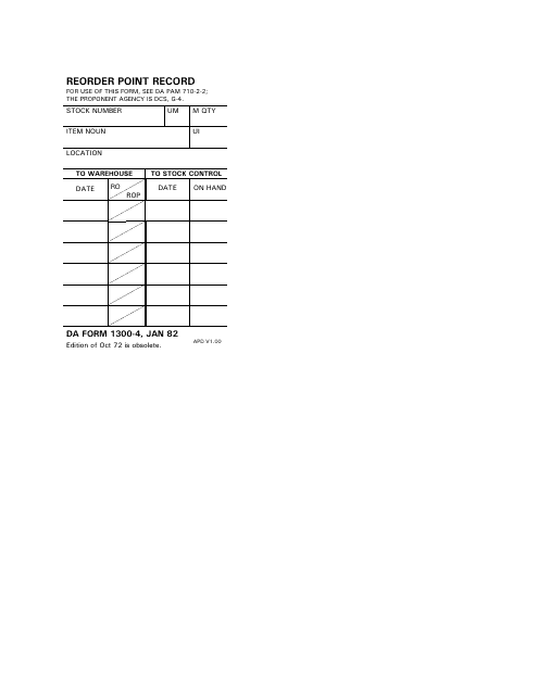 DA Form 1300-4  Printable Pdf
