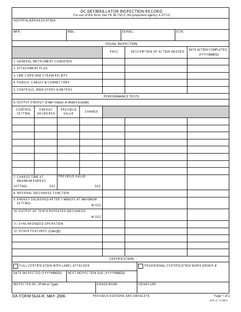 DA Form 5624-R  Printable Pdf