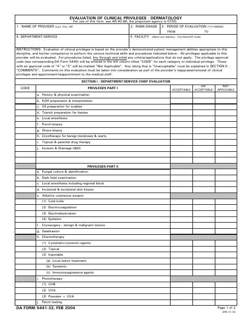 DA Form 5441-32  Printable Pdf