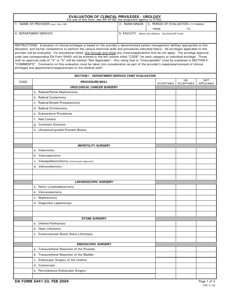 DA Form 5441-33 - Fill Out, Sign Online and Download Printable PDF ...