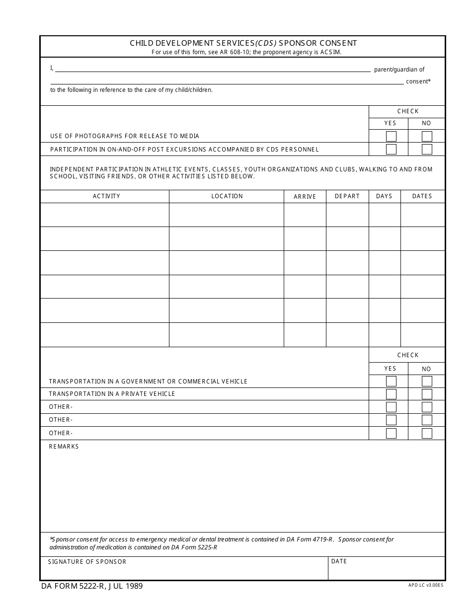 DA Form 5222-R - Fill Out, Sign Online and Download Fillable PDF | Templateroller