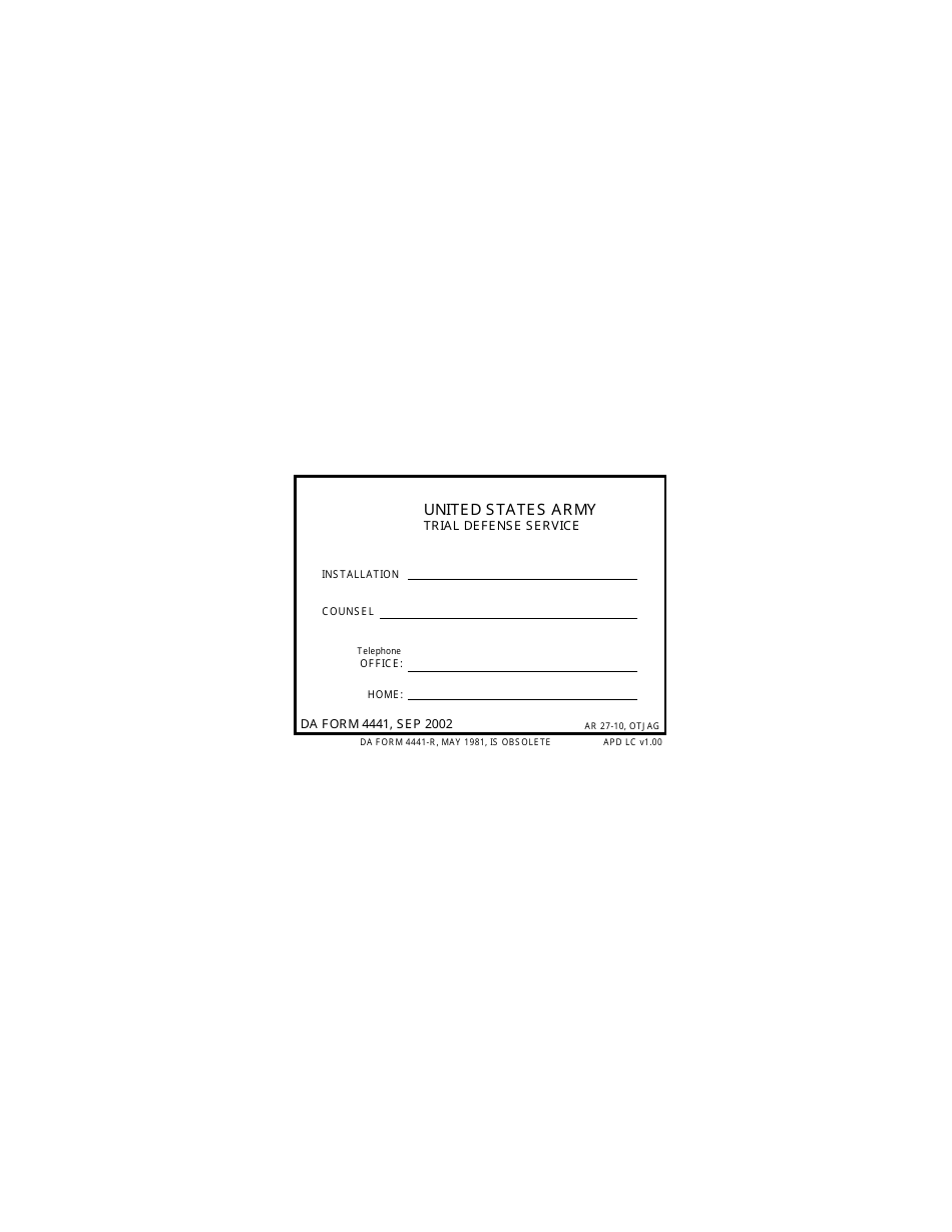 Da Form 4441 Fill Out Sign Online And Download Fillable Pdf