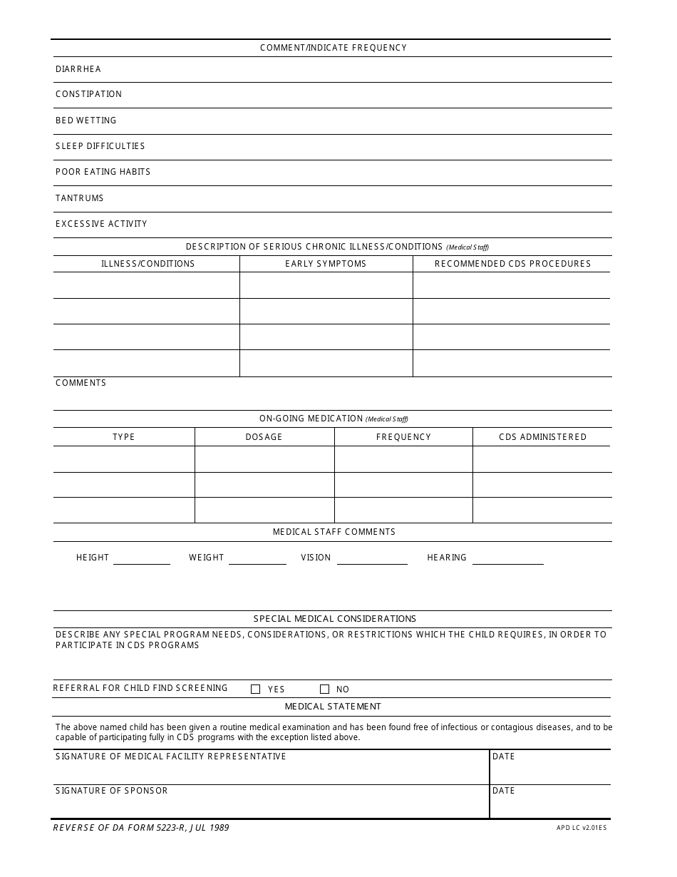 DA Form 5223-R - Fill Out, Sign Online and Download Fillable PDF ...