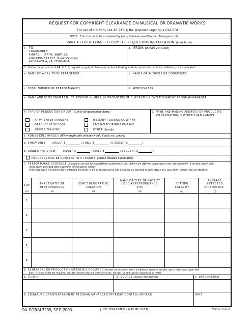 DA Form 3238  Printable Pdf