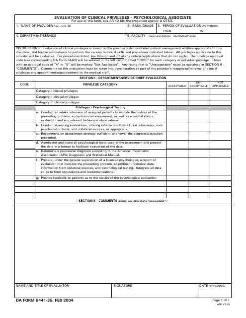 DA Form 5441-35  Printable Pdf