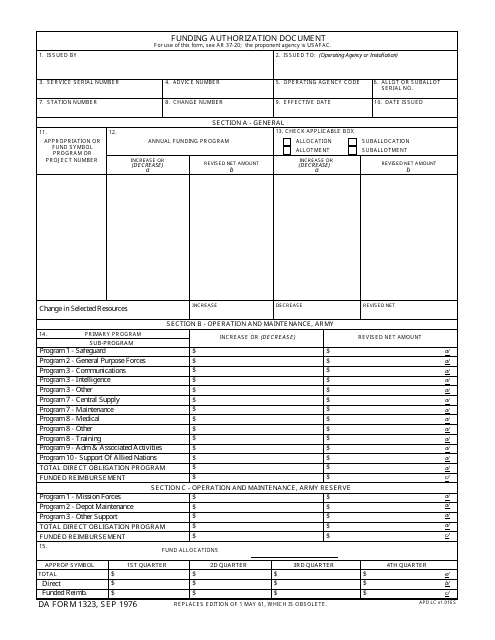DA Form 1323  Printable Pdf