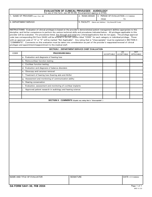 DA Form 5441-36  Printable Pdf
