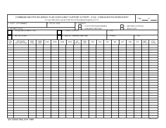 Document preview: DA Form 7394 Command Master Religious Plan Chaplaincy Support Activity (Csa) Consolidated Worksheet