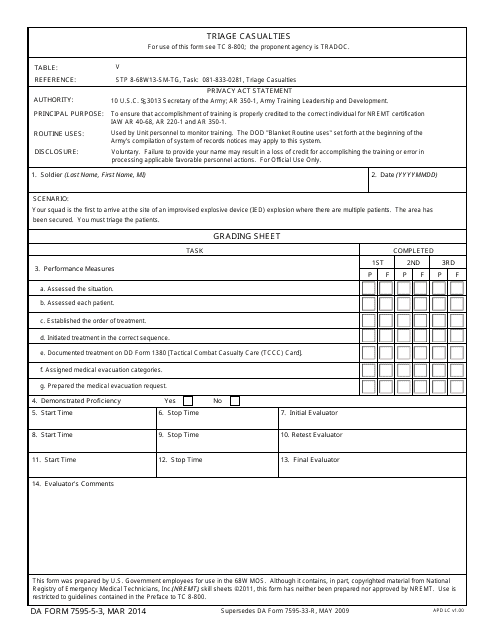 DA Form 7595-5-3  Printable Pdf