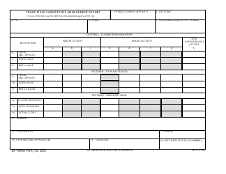 Document preview: DA Form 7169 Troop Issue Subsistence Management Report
