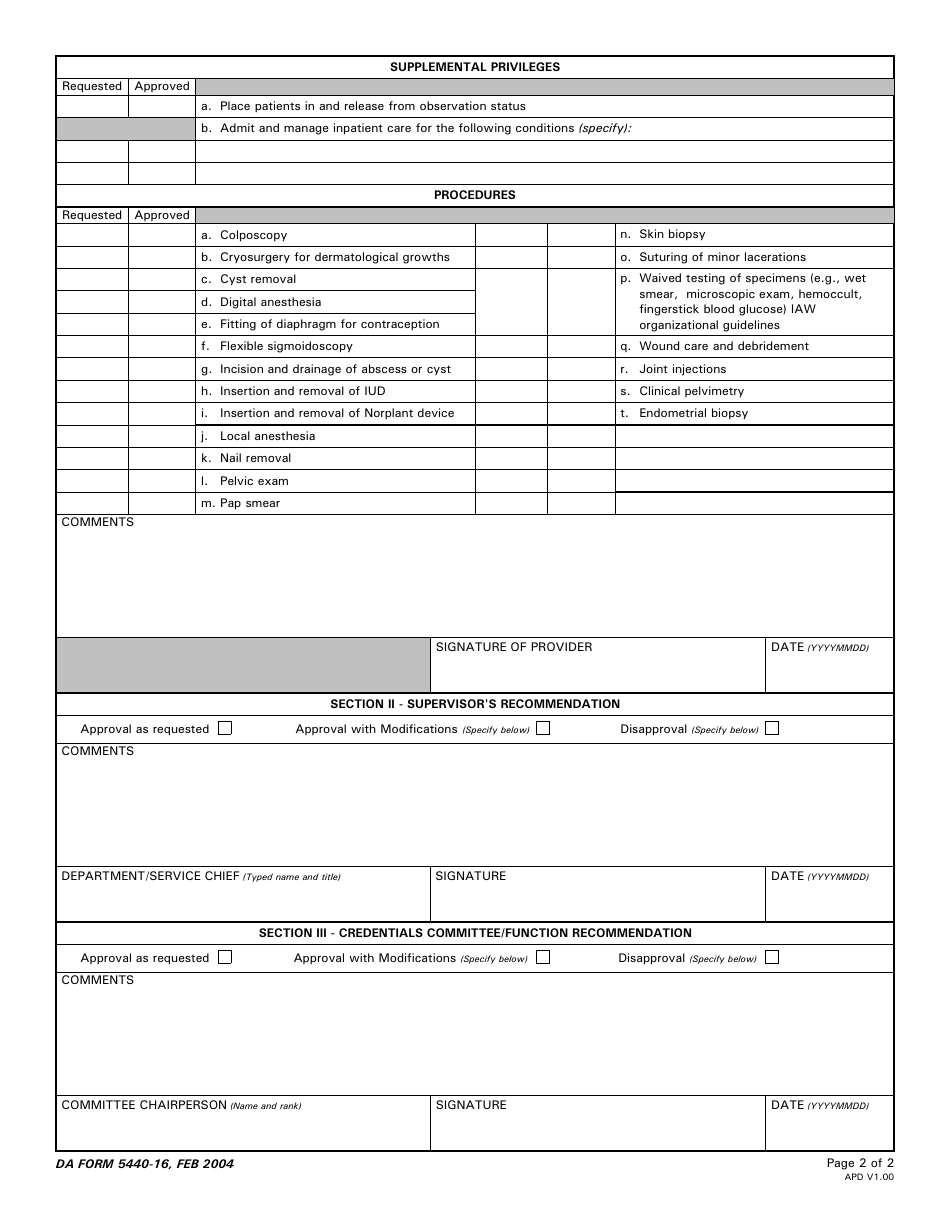 DA Form 5440-16 - Fill Out, Sign Online and Download Printable PDF ...