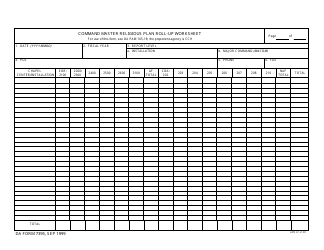 Document preview: DA Form 7395 Command Master Religious Plan Roll-Up Worksheet
