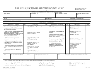 Document preview: DA Form 4841-R Child Development Services (Cds) Program/Facility Report