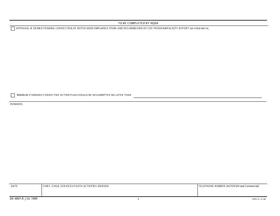 DA Form 4841-R Child Development Services (Cds) Program / Facility Report, Page 5