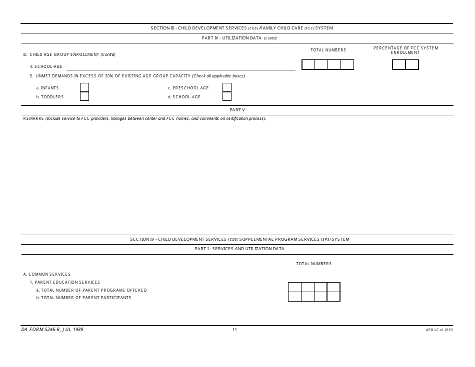 DA Form 5246-R Child Development Services (Cds) Report, Page 11