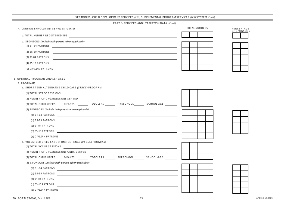 DA Form 5246-R Child Development Services (Cds) Report, Page 13