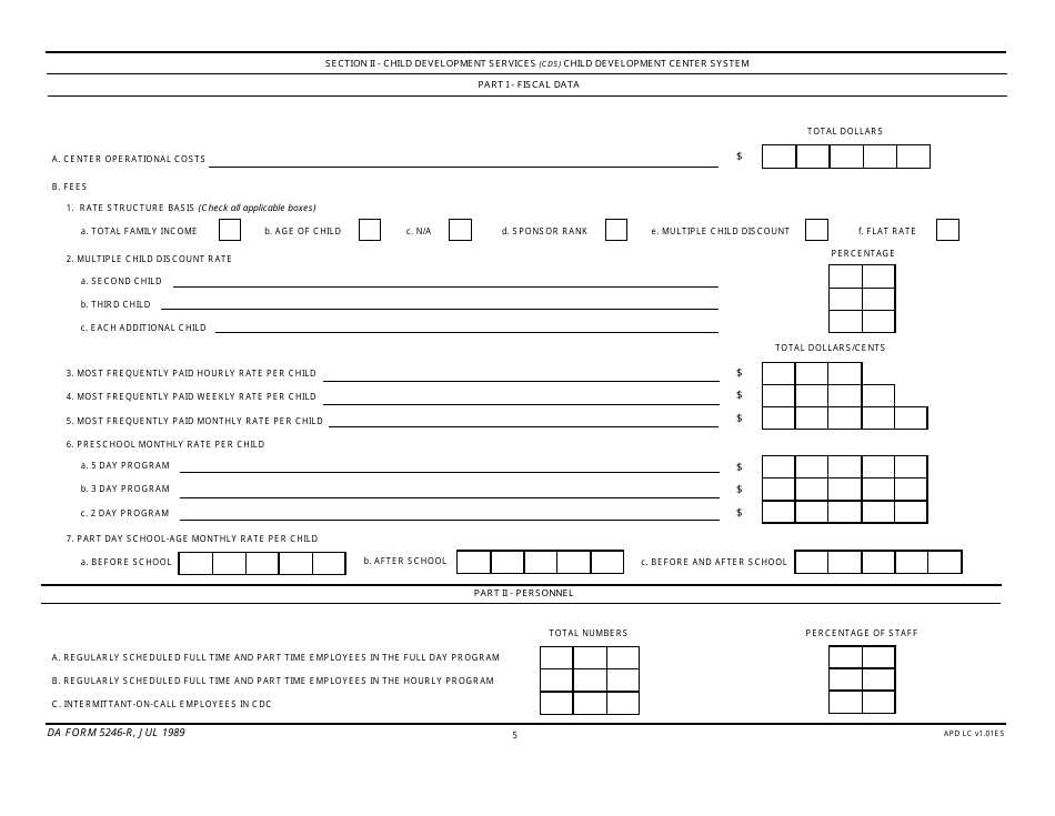 DA Form 5246-R Child Development Services (Cds) Report, Page 5