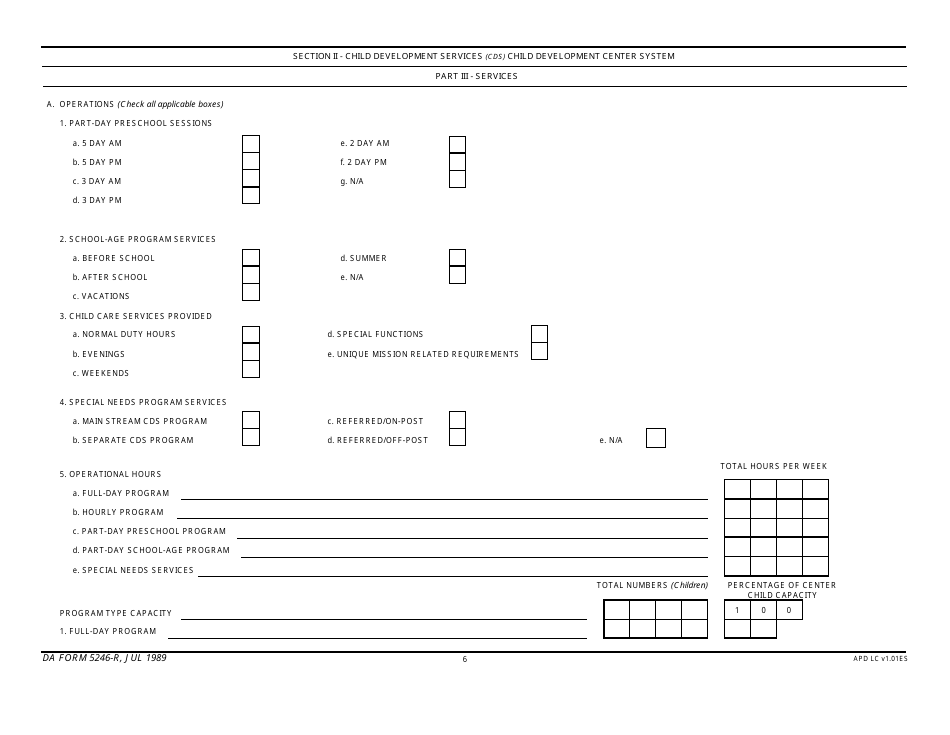 DA Form 5246-R Child Development Services (Cds) Report, Page 6