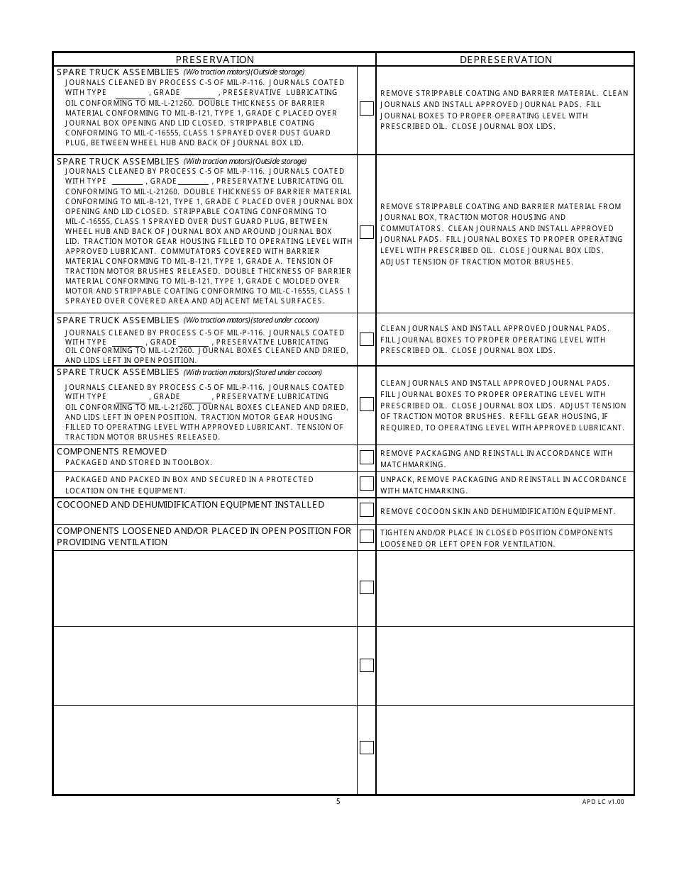 DA Form 3257 Preservation and Depreservation Guide for Railroad Equipment, Page 5