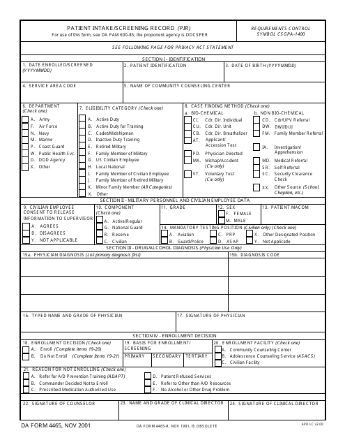DA Form 4465 - Fill Out, Sign Online and Download Fillable PDF ...