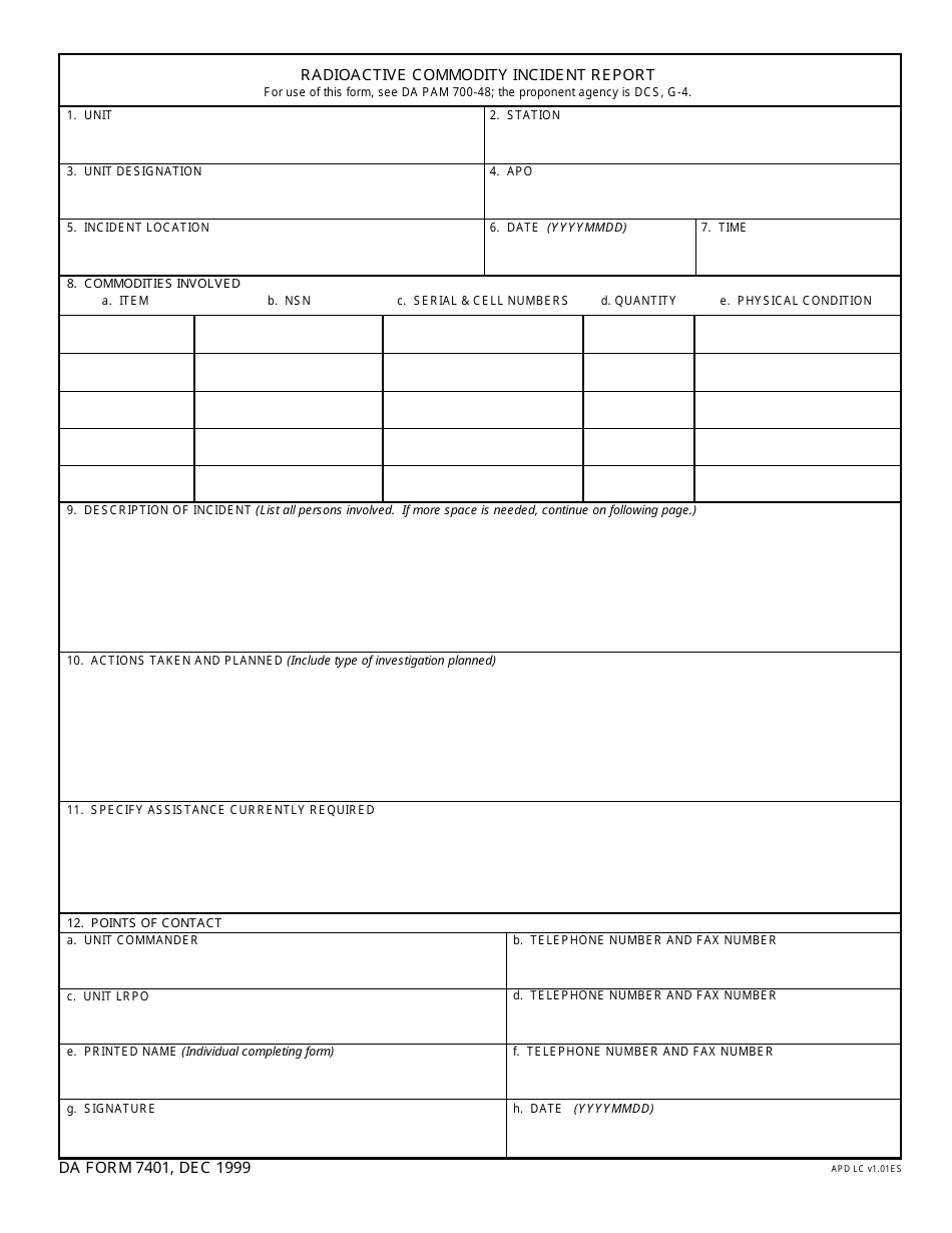 DA Form 7401 - Fill Out, Sign Online and Download Fillable PDF ...