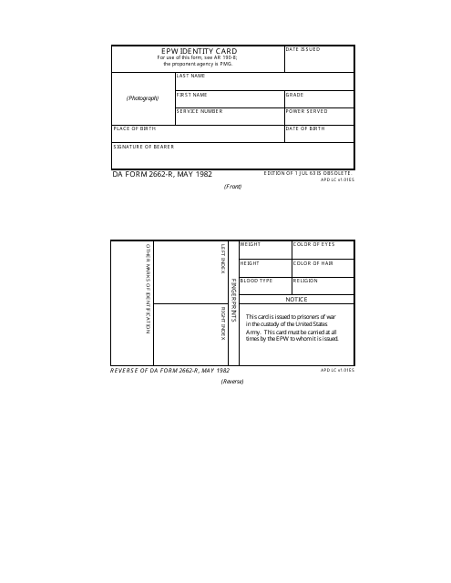 DA Form 2662-R  Printable Pdf