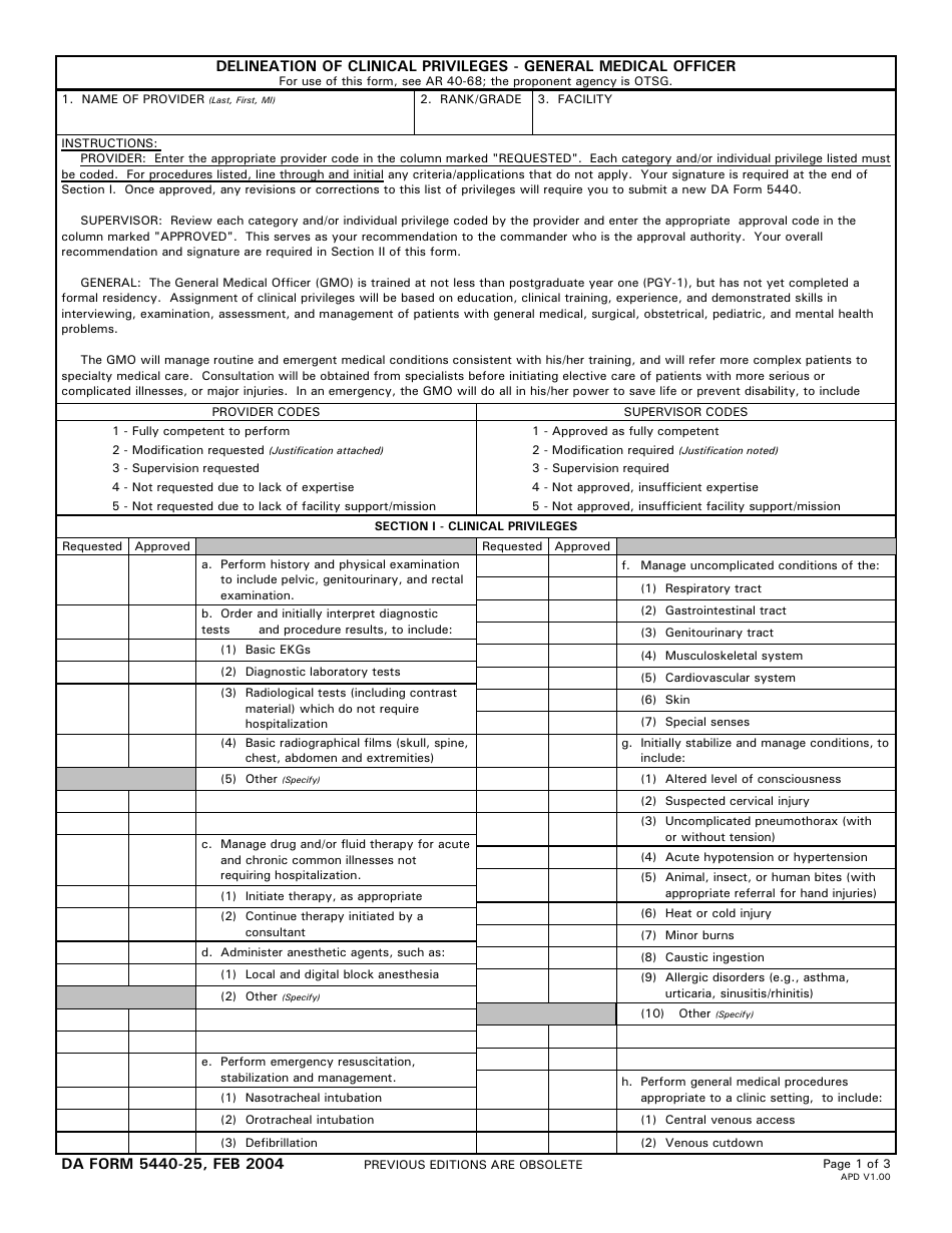 DA Form 5440 25 Download Printable PDF Or Fill Online Delineation Of 