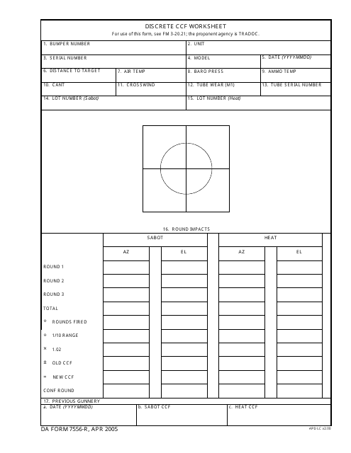 DA Form 7556-R Discrete Ccf Worksheet
