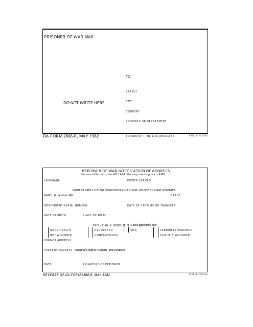 DA Form 2666-R  Printable Pdf