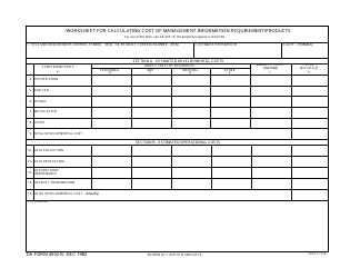 Document preview: DA Form 4502-R Worksheet for Calculating Cost of Management Information Requirement/Products