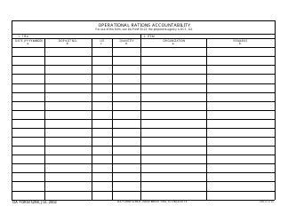 Document preview: DA Form 5298 Operational Rations Accountability