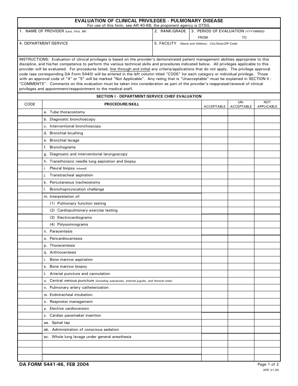 DA Form 5441-46 - Fill Out, Sign Online and Download Printable PDF ...