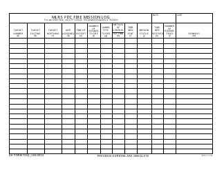 Document preview: DA Form 7232 Mlrs Fdc Fire Mission Log