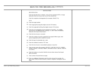 DA Form 7232 Mlrs Fdc Fire Mission Log, Page 2