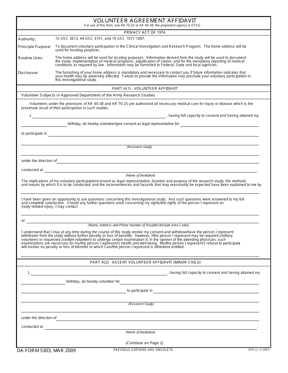 DA Form 5303 - Fill Out, Sign Online and Download Fillable PDF ...