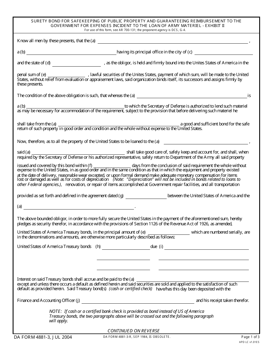 DA Form 4881-3 - Fill Out, Sign Online and Download Fillable PDF ...