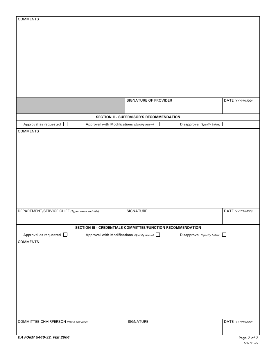 DA Form 5440-32 Delineation of Clinical Privileges - Dermatology, Page 2